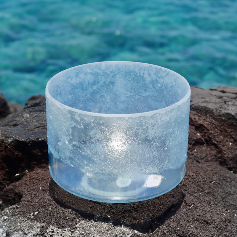 9" D-45 Lemurian Seed Aqua Aura Gold Frosted Rim