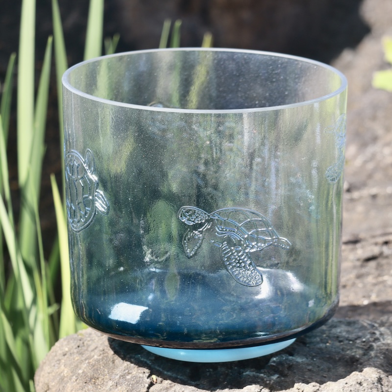 9" B+10 Zeal Point White Light Aura Gold (Rim) with Intricate Etched Sea Turtles - Image 4