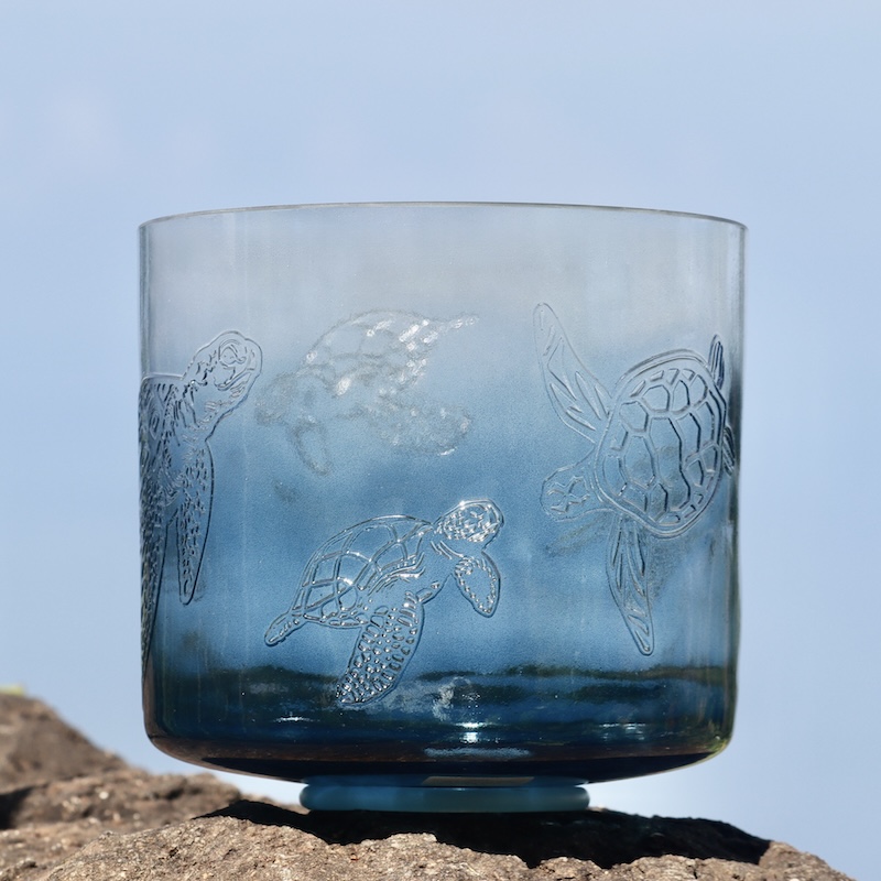 9" B+10 Zeal Point White Light Aura Gold (Rim) with Intricate Etched Sea Turtles - Image 2